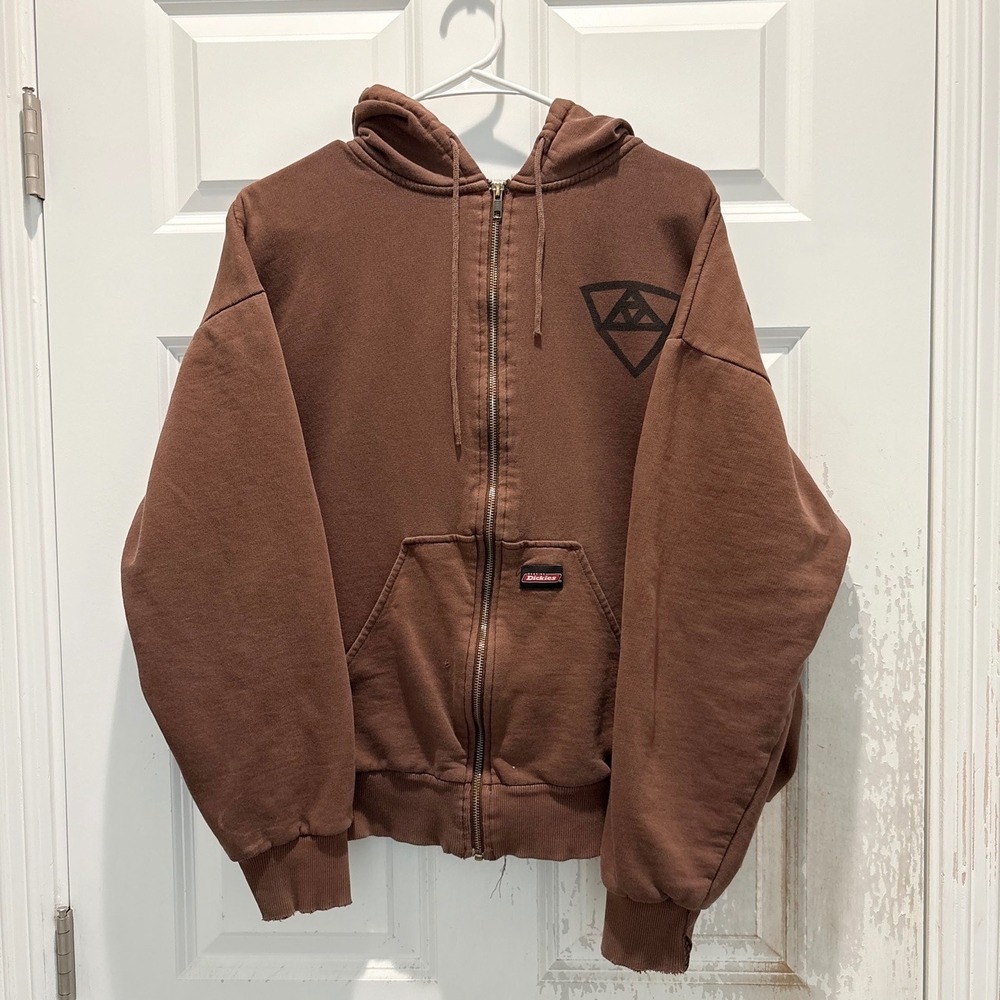 Vintage Dickies Thermal Lined Custom Art Full Zip Hoodie Large